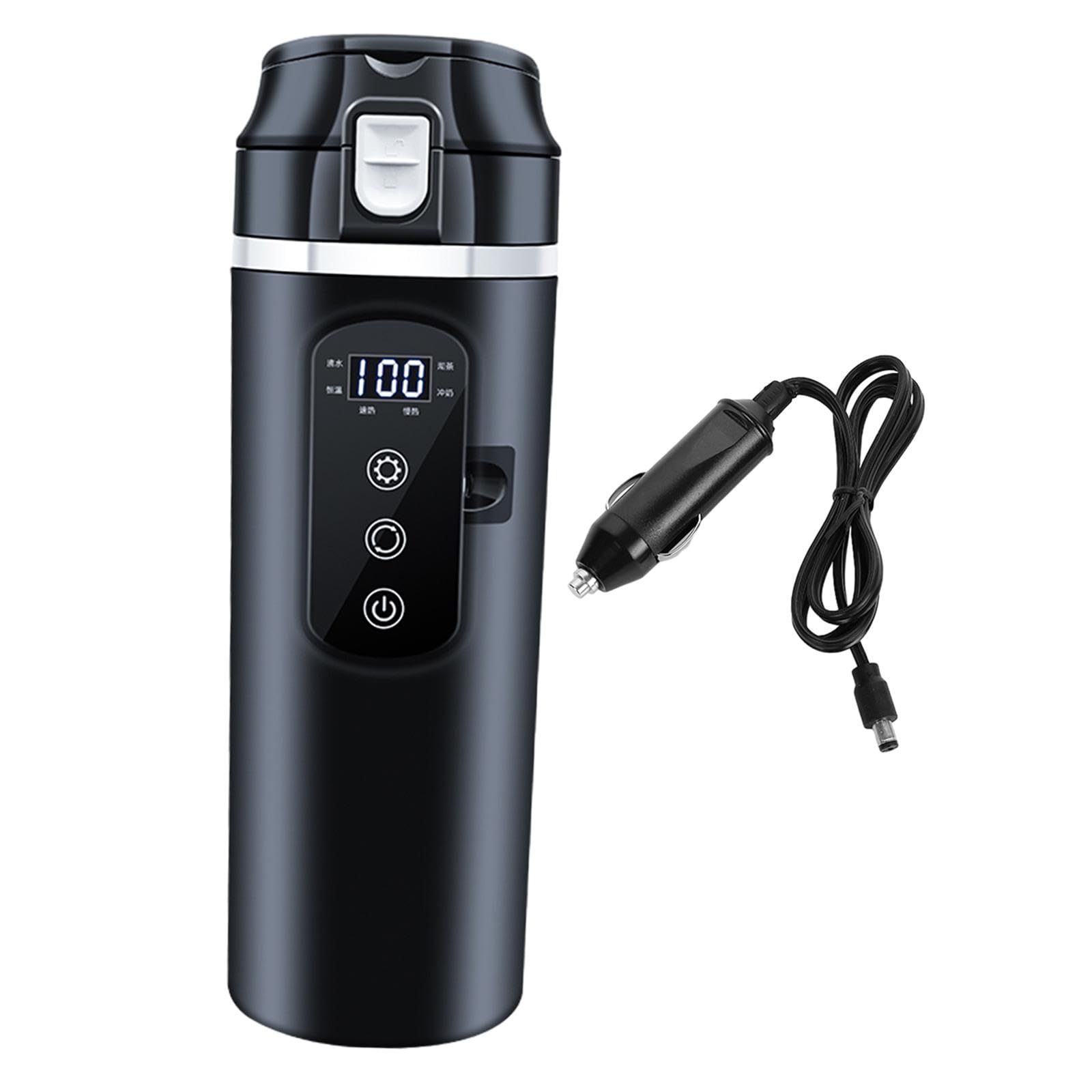 Bouilloire de Voiture, 12 V /24V Bouilloire électrique Voiture Tasse D'eau, Bouilloire électrique de Voyage Portable, 500ml, Gobelet En Acier Inoxydable 304, Tasse Chauffante pour Voiture, Camion