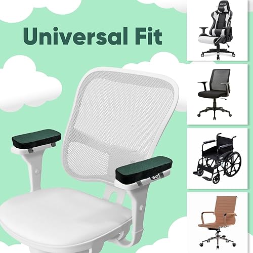 Miniatura 9 de Almohadillas de espuma viscoelástica para reposabrazos de silla de oficina con gel refrigerante, fundas para reposabrazos de silla de ruedas,