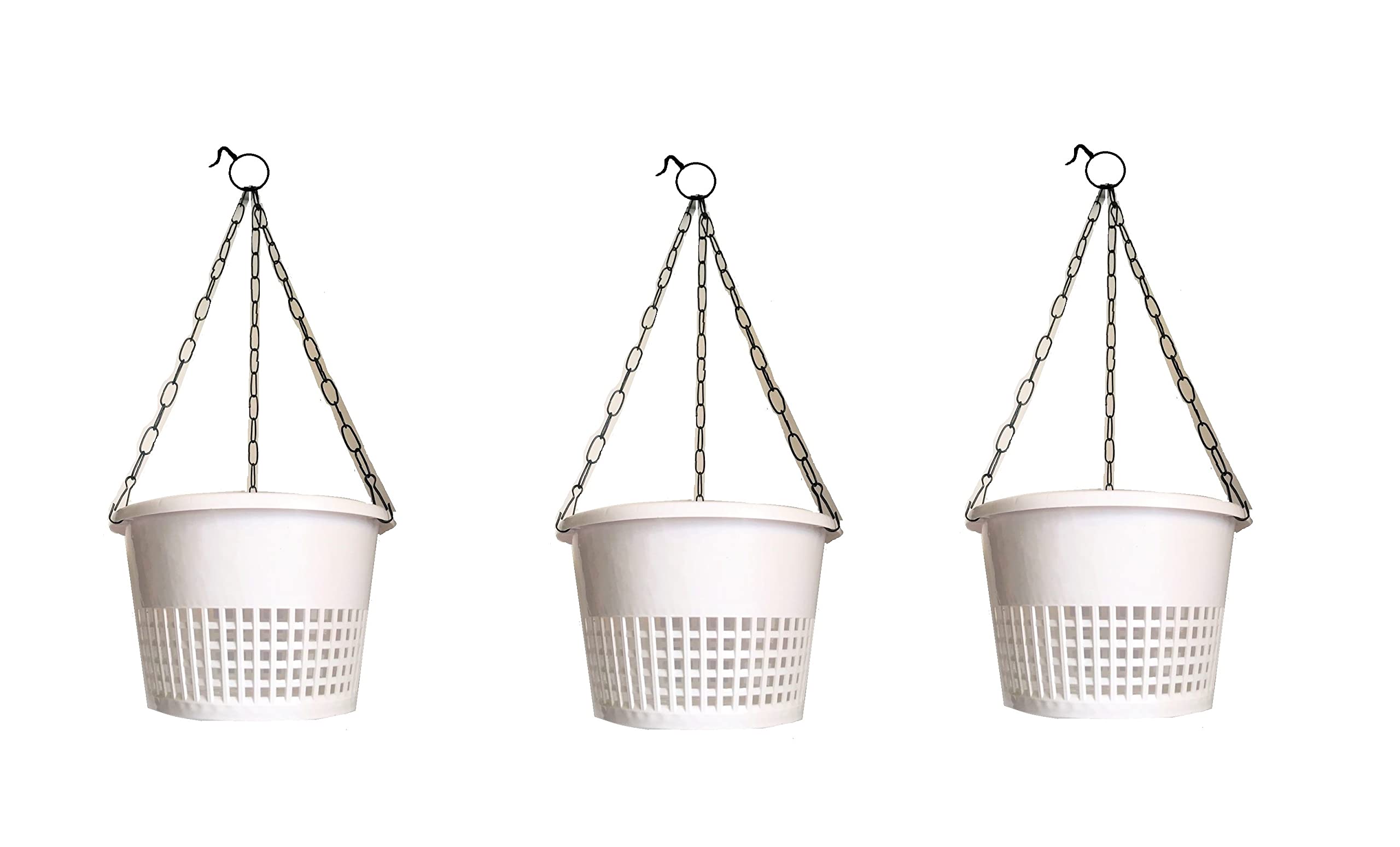 KOO Retails Garden Hanging Pot - 8 inch Dia, Milky White Color,3 Pieces Set with 3pc Chain (B09PMLM1W7) Amazon Price History, Amazon Price Tracker