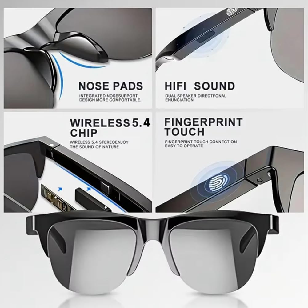 Okulary inteligentne IP4 AI Translation, słuchawki Bluetooth, soczewki ochronne UV, okulary przeciwsłoneczne do uprawiania sportów na świeżym powietrzu