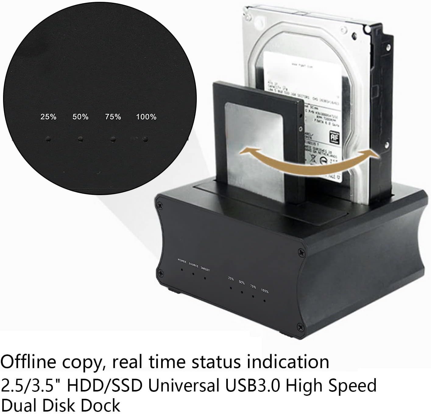USB3.0 External Hard Drive Docking Station, mSATA SSD and 2.5inch 3.5inch IDE SATAI II III SSD HDD Base Duplicator Support SATA Protocol SSD M.2 NGFF 6Gbps for 23SD28 RTK(Black