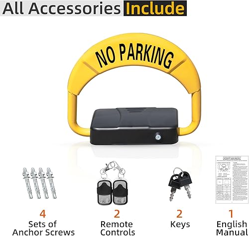 Miniatura 9 de ORIENTOOLS Bloqueo automático de estacionamiento con control remoto, baterías plegables de barrera de estacionamiento no incluidas, bloqueo de