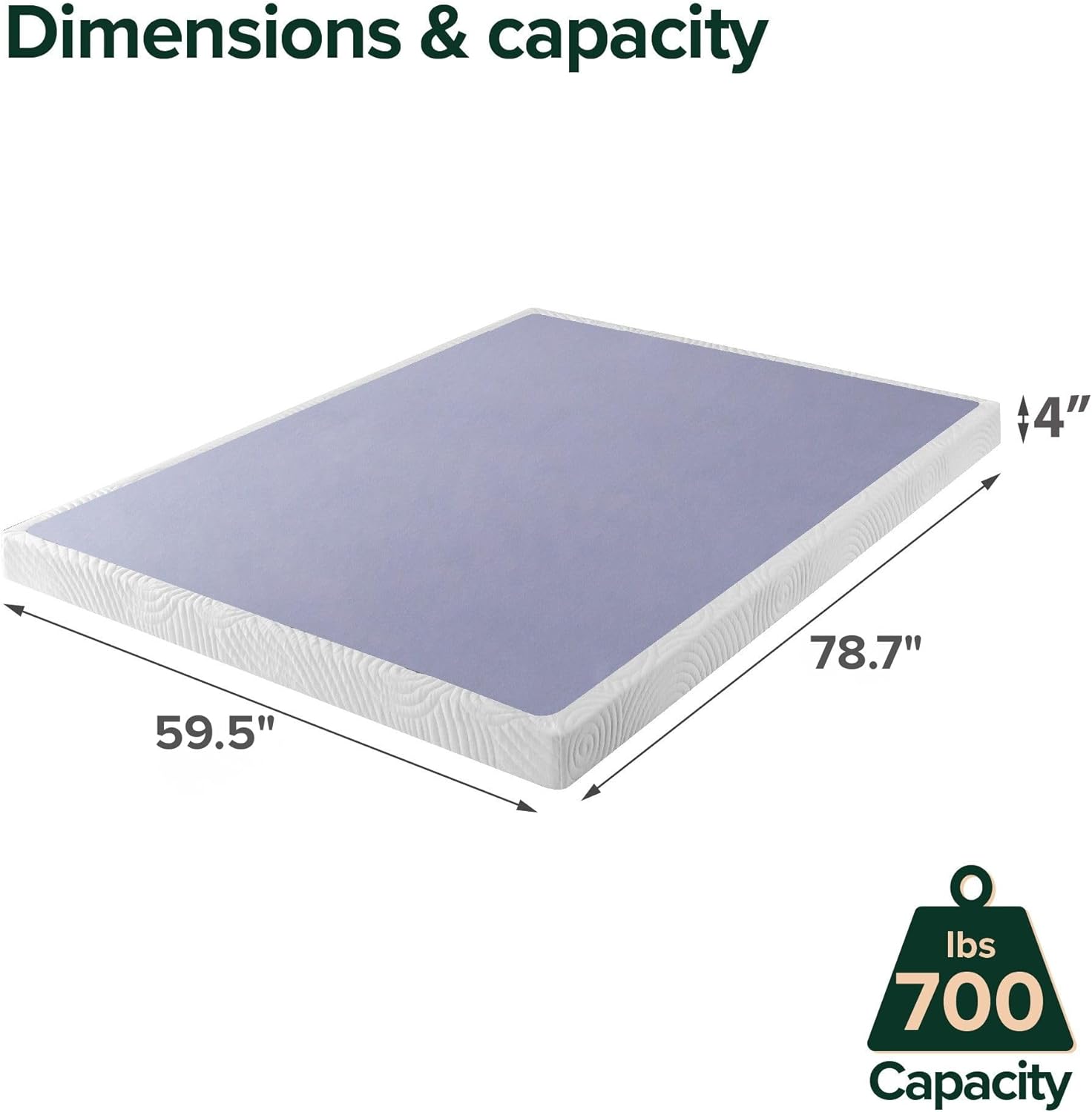 Zinus Walter Standard Profile Metal Smart Box Spring / Mattress Foundation / Wood Slat Support / Easy Assembly