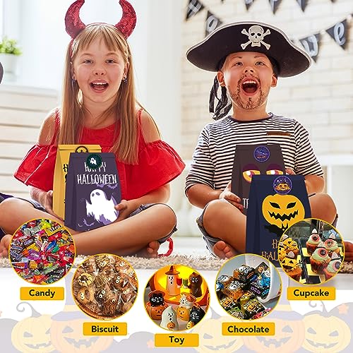 M-sorflly Halloween Treat Bags Large,24pcs Halloween Goodie Bags Paper,Trick or Treat for Kids Candy Bag and 24pcs Halloweens Stickers Gift Bags - image 5