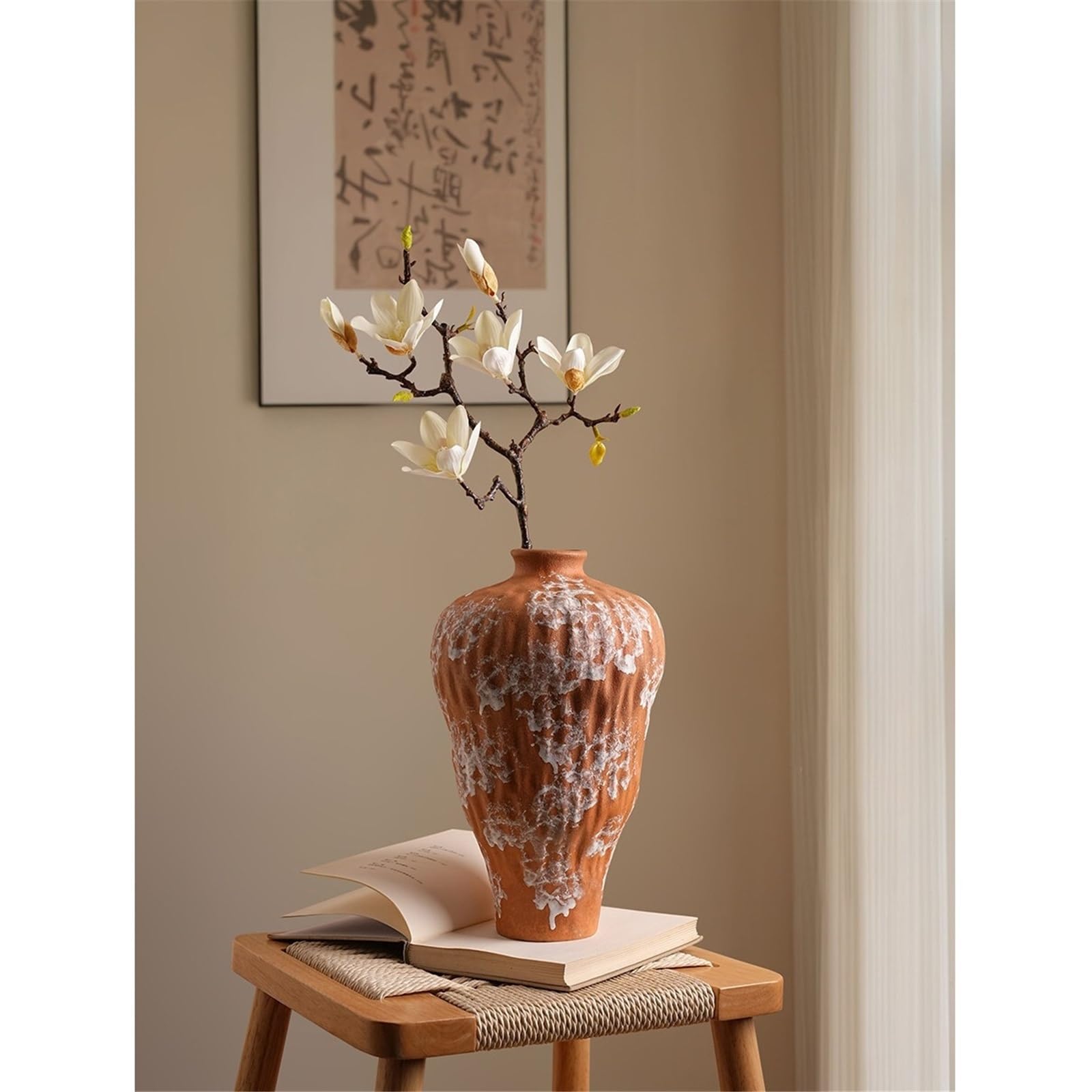 Wazon na kwiaty Wazony ceramiczne z terakoty 30 cm rustykalny wazon teksturowany na suszone kwiaty Dom wiejski Wystrój domu