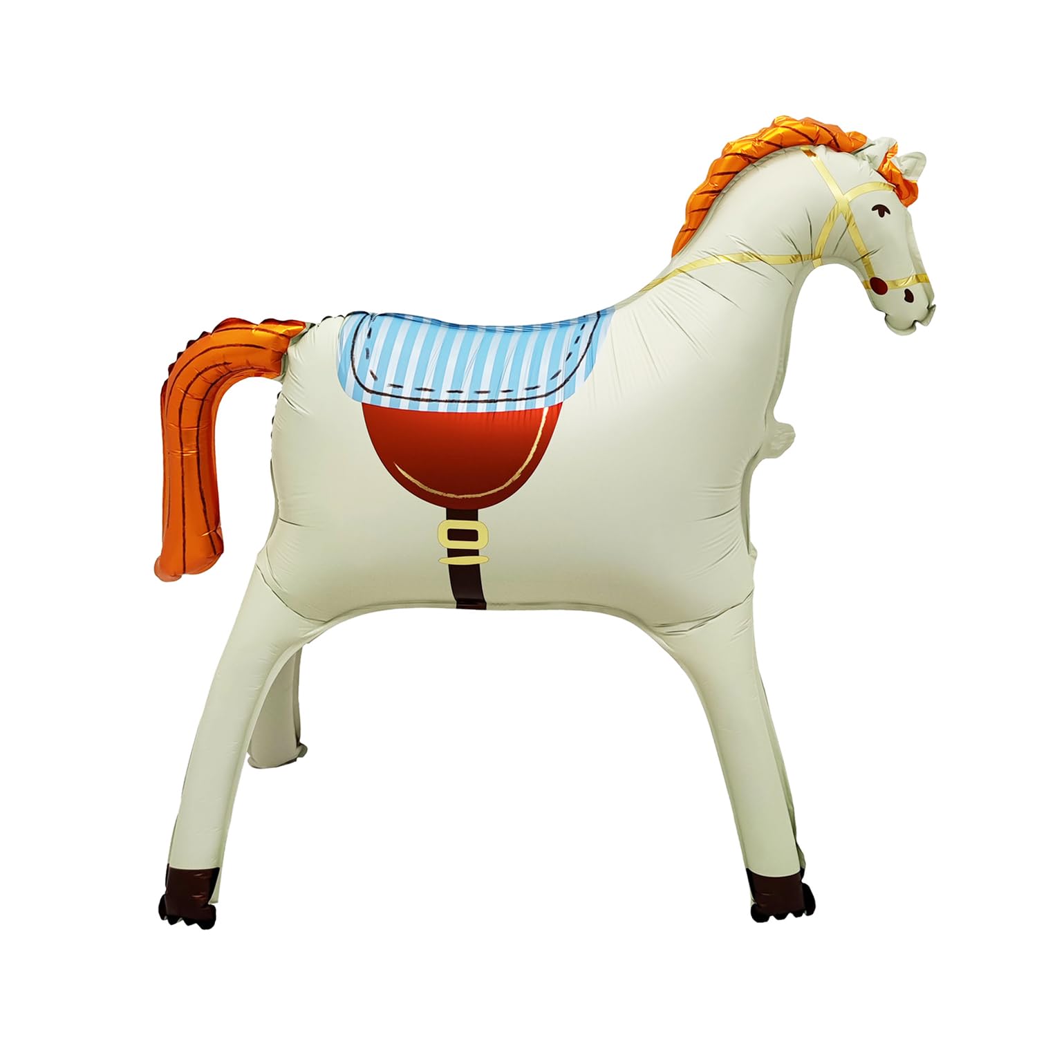 Large Standing Animal Foil Balloon,35x30 Inch Self Standing Horse Balloon,Rodeo or Farm Party,Perfect Decoration for Year of The Horse 2026 Western Cowboy Birthday Baby Shower Supplies (White)