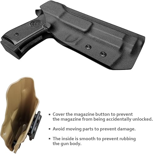 Miniatura 5 de POLE.CRAFT Beretta 92FS 92A1 96A1 Funda IWB Kydex para Beretta 92 A1  96 A1  92 FS - Funda de transporte interior en la cintura - Accesorios Beretta