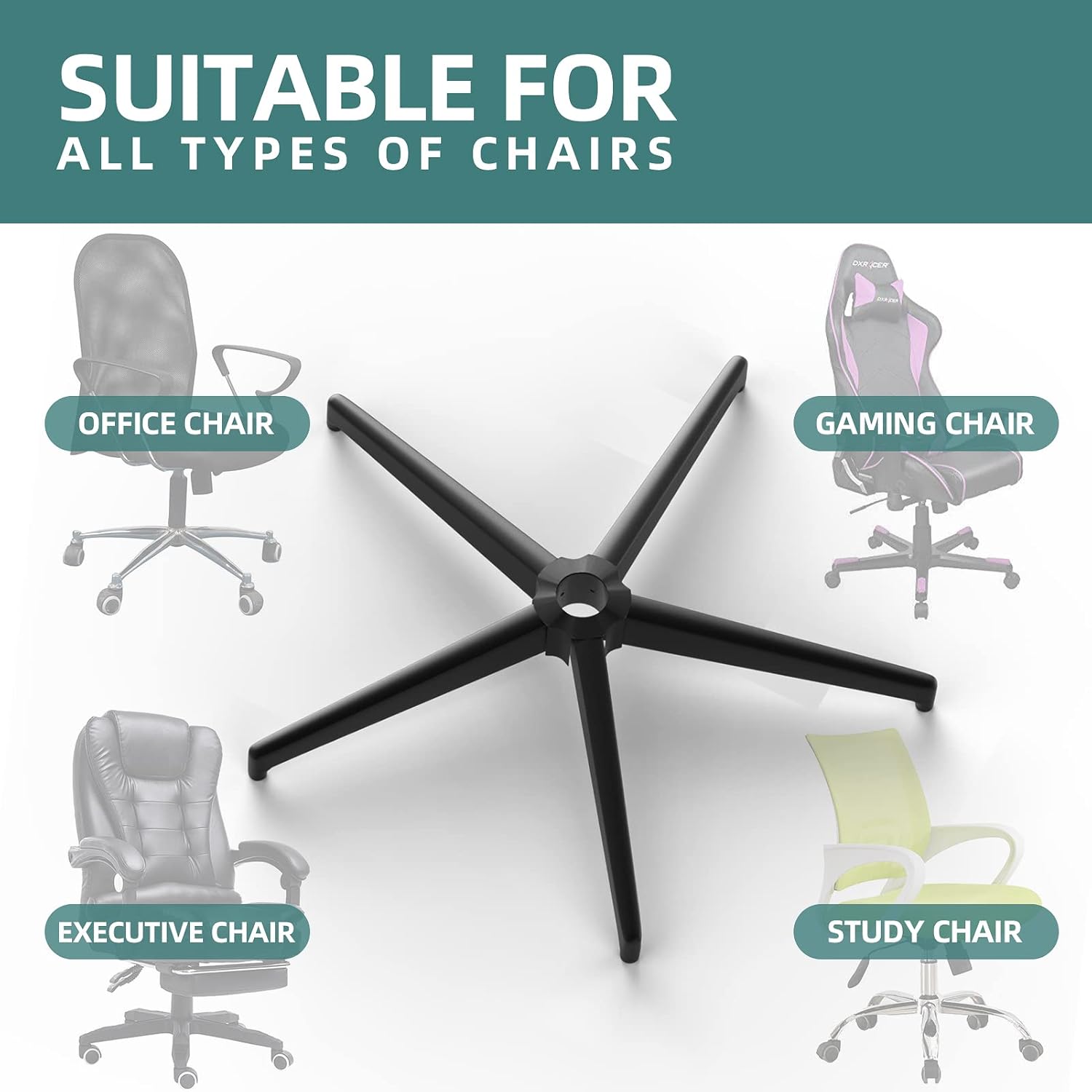 Office Chair Base-Office Chair Replacement Parts Heavy-Duty 28 Inch Metal Desk Chair Base 2400Lbs,Chair Bottom Part with Universal Caster and Gas Cylinder Size