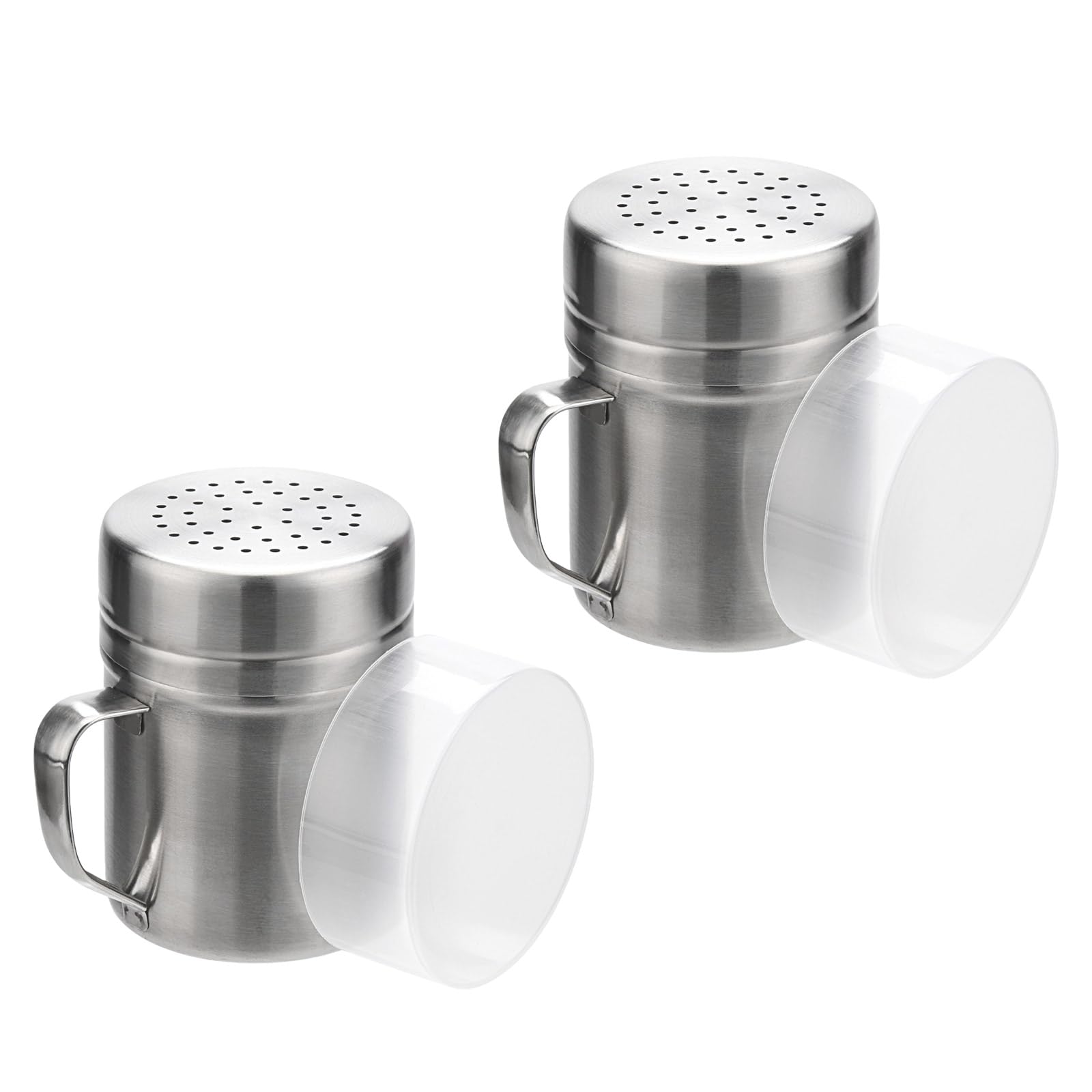 Ljmyy Pack of 2 Steel Powder Shaker with Ergonomic Handle for Sprinkling Coffee Flour in Baking Cooking Applications