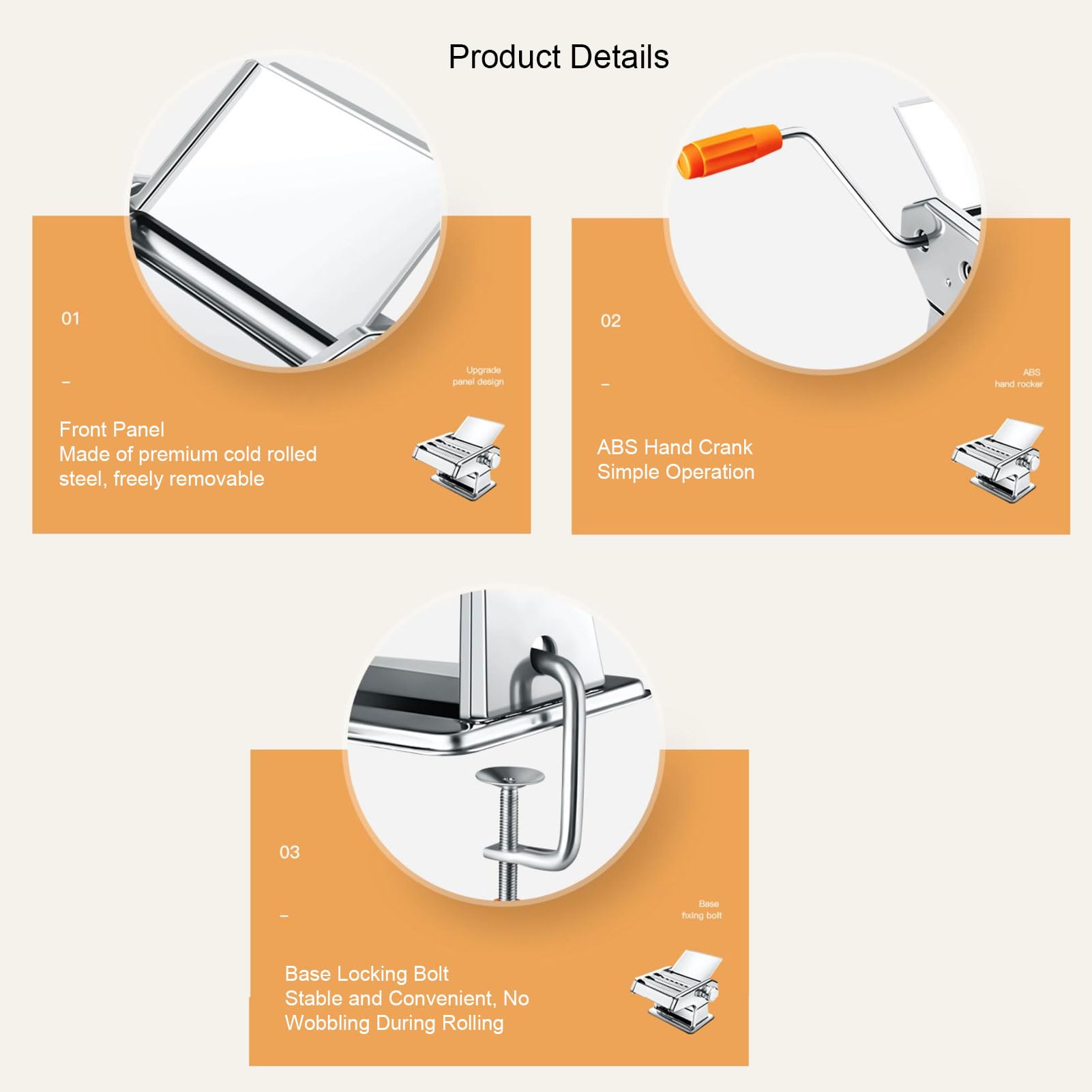 Luocute Máquina para Hacer Pasta, Máquina Manual de Fideos de Acero Inoxidable con Manivela y 8 Ajustes de Espesor Ajustable, para Espaguetis, Fettuccini, Lasaña y Bola de Masa