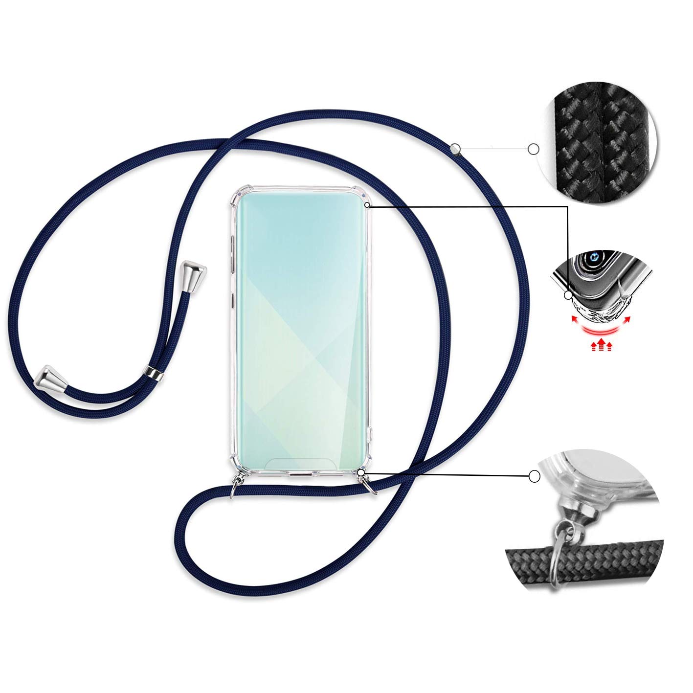 Coque Motorola Moto G8 Avec Cordon – TPU Transparent – Or Rose – Neuf