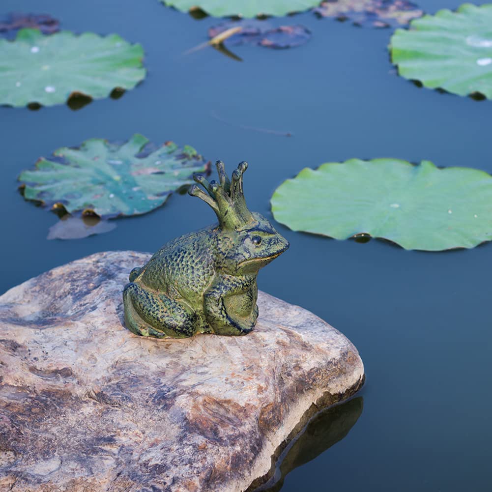 WAYUTO Żeliwna żaba statuetka siedząca żaba figurka żaba rzeźba figurka żaba odbojnik żaba ozdoba do ogrodu, podwórza, patio, trawnika i stawu dekoracja