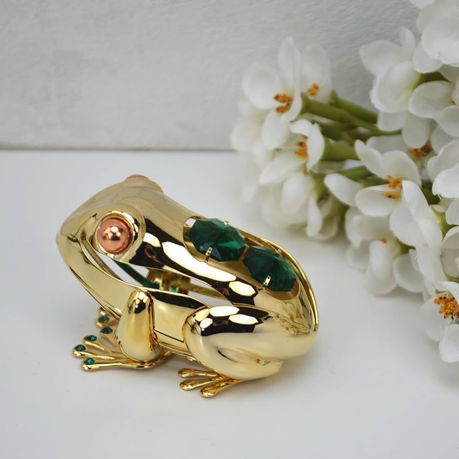 カエル　置物　ボヘミアンカットガラス Amazon.co.jp: カエル クリスタルオーナメント ゴールド 金 ボヘミア