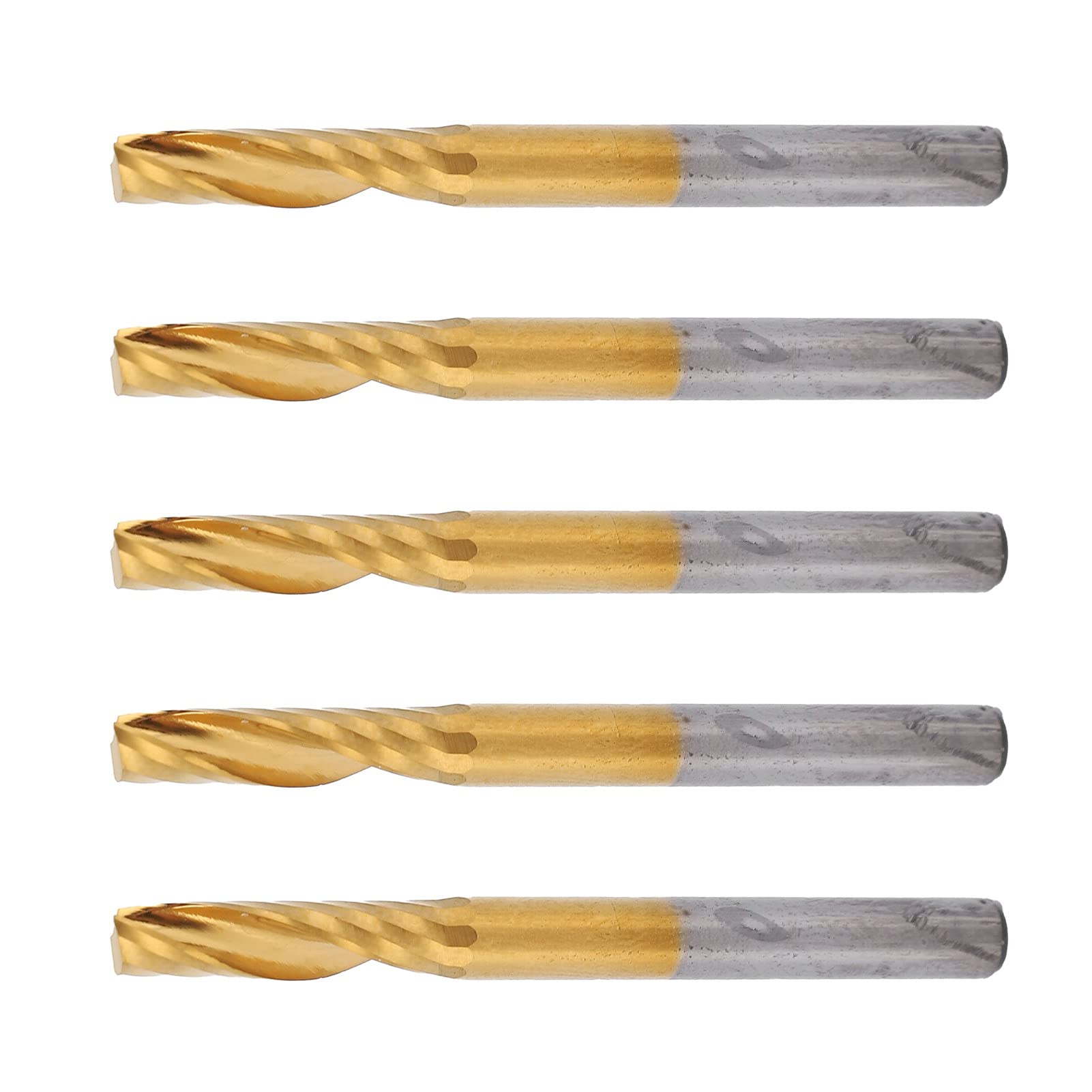 Set di 5 Punte per Fresa CNC a Spirale, in Acciaio Ad Alta velocità Placcato in Titanio, 4 X 17 X 45 Mm, per Taglio di Alluminio, Ottone, Rame, da Parte di Utenti e Officine CNC