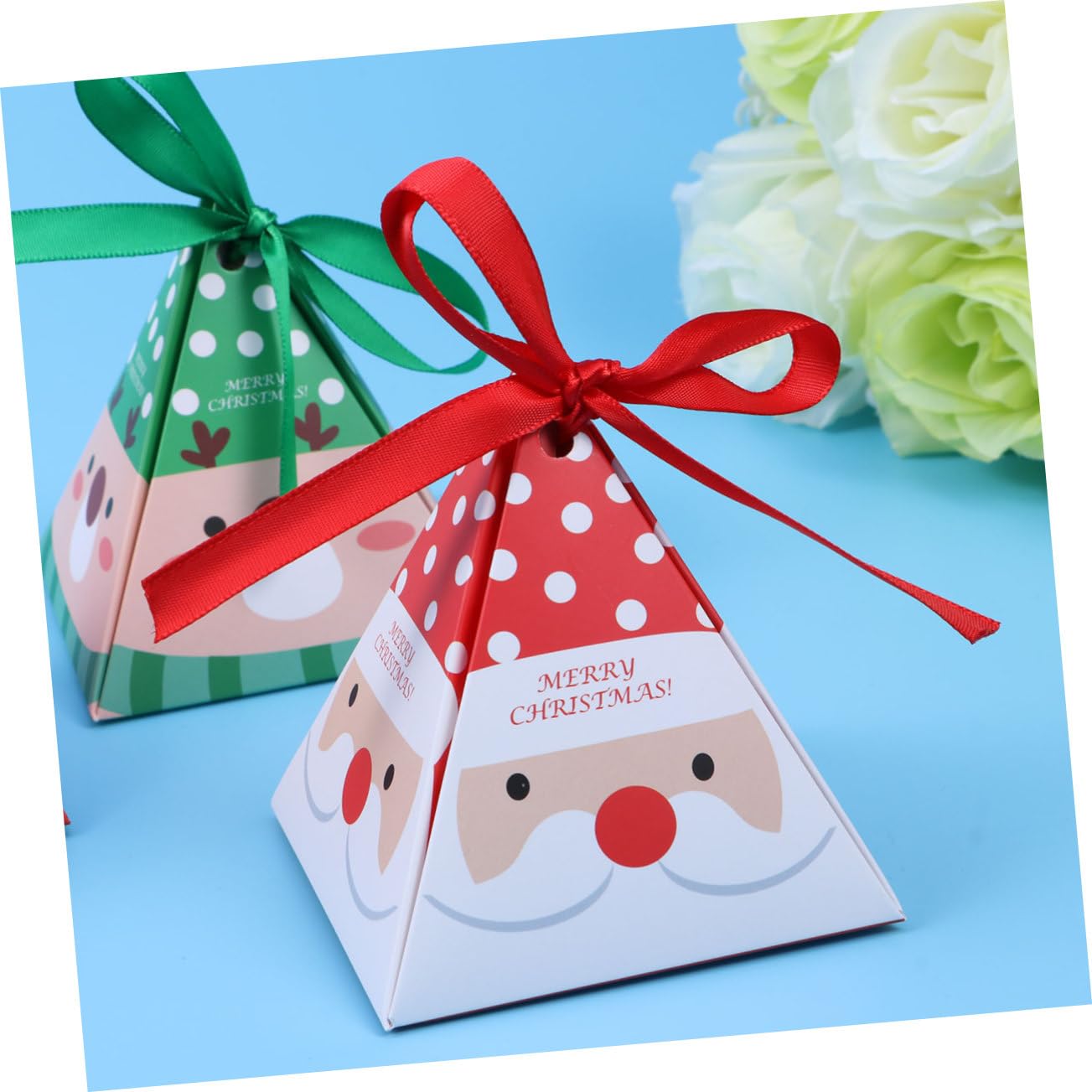 Abaodam 30 Pezzi Scatole di Carta Natalizie per Dolcetti Nastro, Design Classico Elegante, per Regali e Bomboniere a Tema Natale