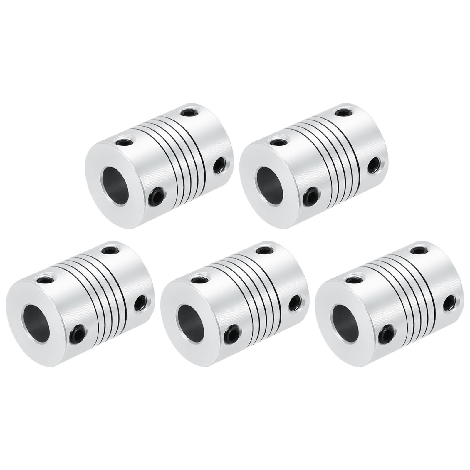 uxcell 5Pcs 8mm to 8mm Aluminum Alloy Shaft Coupling L25xD19 Flexible Coupler Beam Stepper Motor Joint Connector for 3D Printer CNC Machine DIY