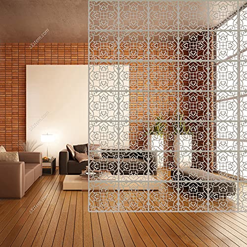 Yizunnu 12 Pcs Hanging Room Divider Decorative Screen Panels Wood-Plastic Room Divider Panels for Living Room Bedroom Office 29x29cm (Style B, White)