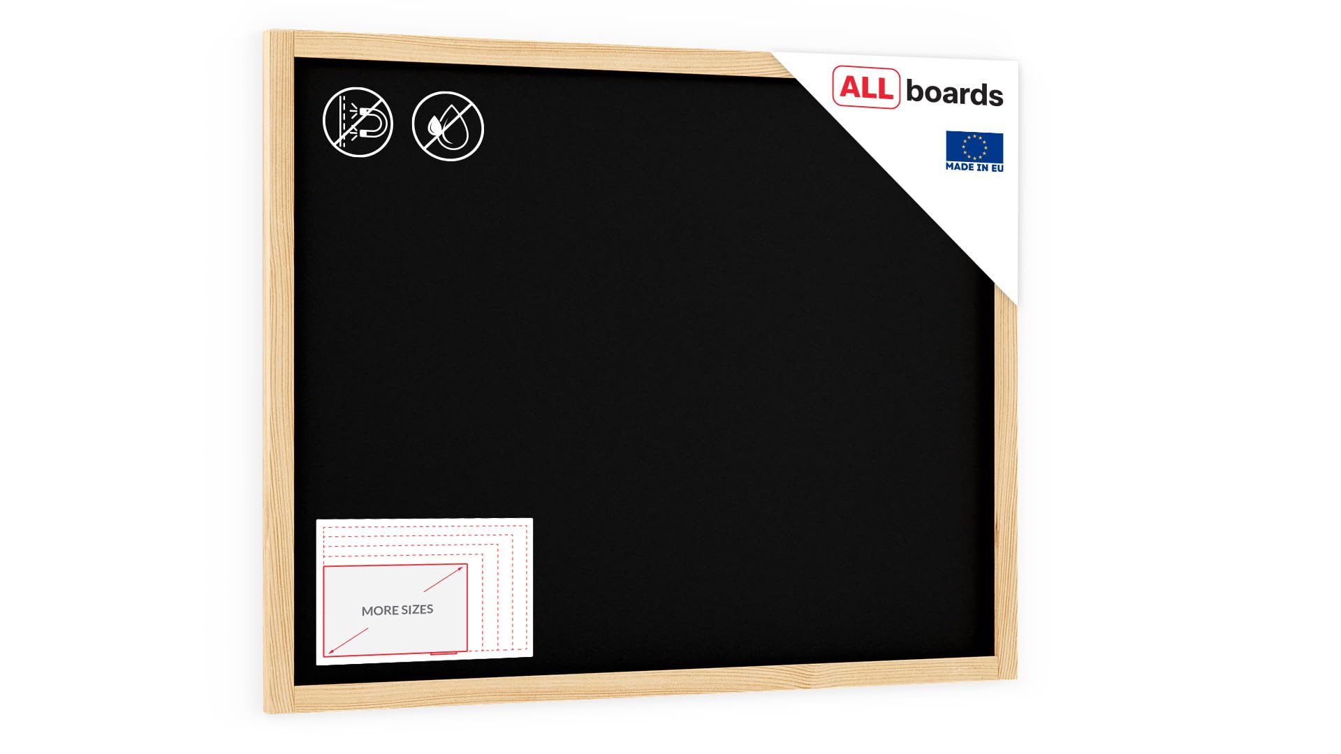 ALLboards Black Chalkboard with Natural Wooden Frame 90x60cm, Large Chalk Board, Blackboard โ image 1