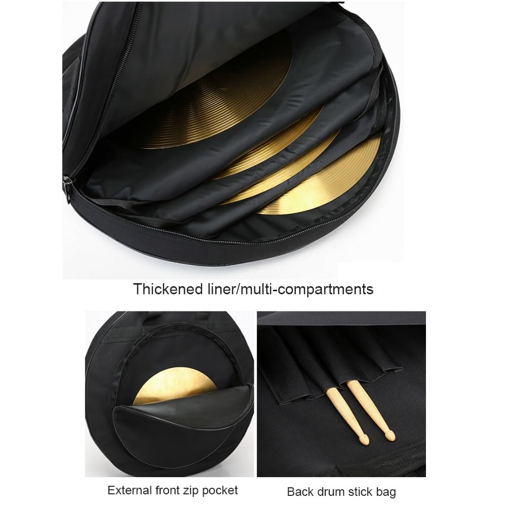 Bolsa para platillos de 20 ", Estuche para platillos de Tela Oxford, Accesorios para Instrumentos Gruesos, diseño Interno de múltiples Compartimentos, para platillos de hasta 20 Pulgadas