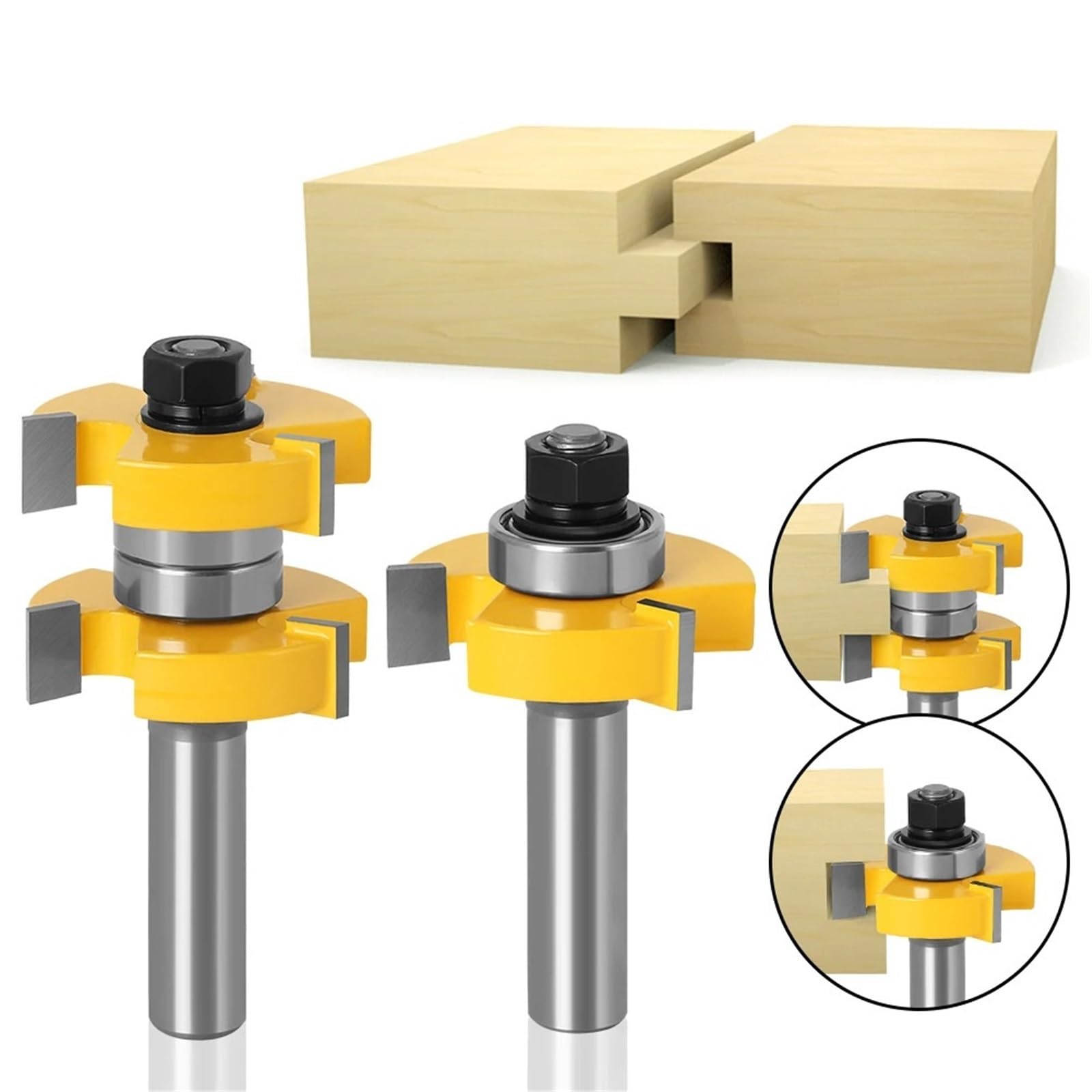 Broca de 1-1/2" de 12 mm con vástago de 1/2" y cabezal de fresado for ranuras de espiga (1 unidad)(12mm shank)