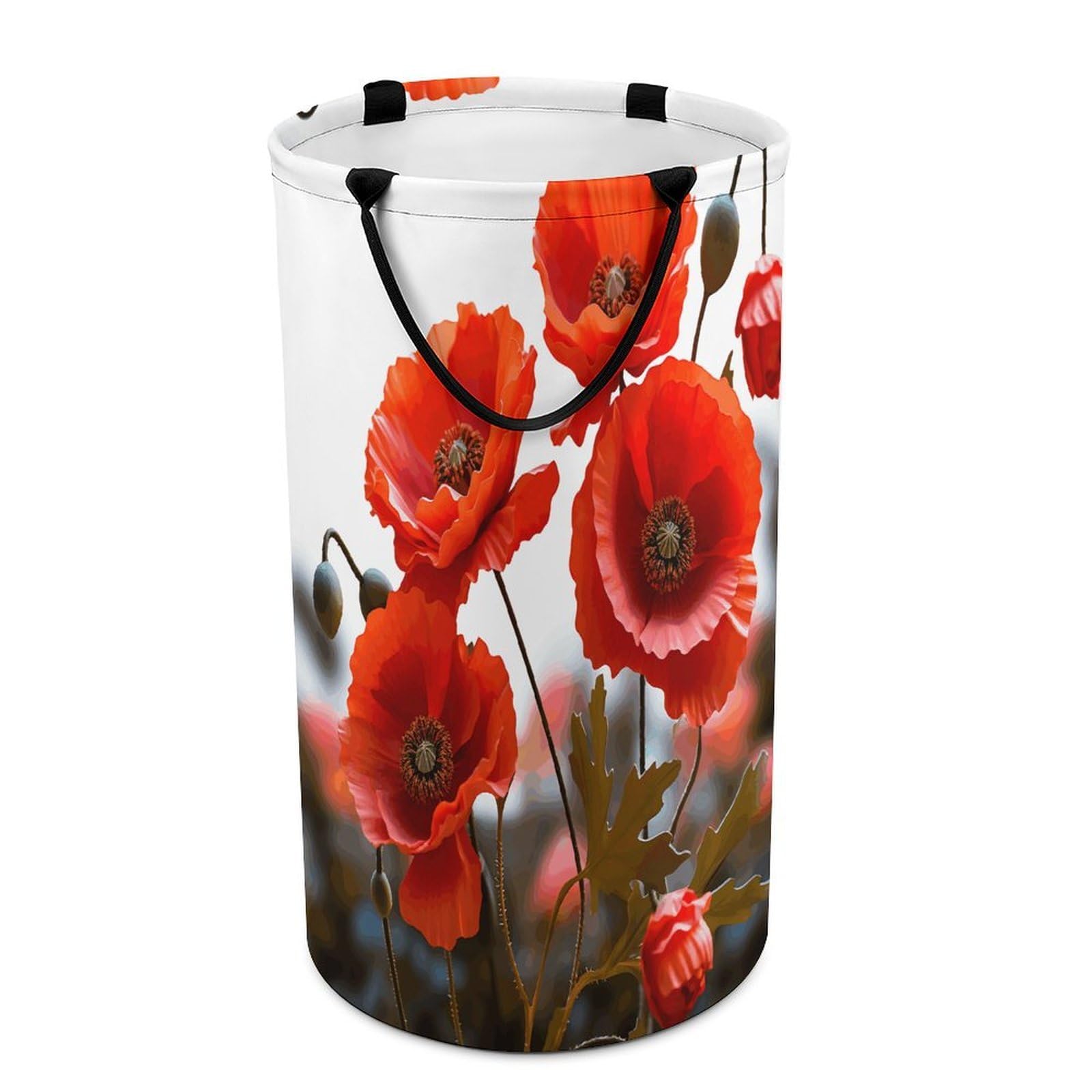 Poppy Flowers Vivid Petals Dirty Clothes Basket Large Capacity Laundry Basket Freestanding Laundrys Hampers Tall Collapsible Clothes Hamper for Blankets Toys