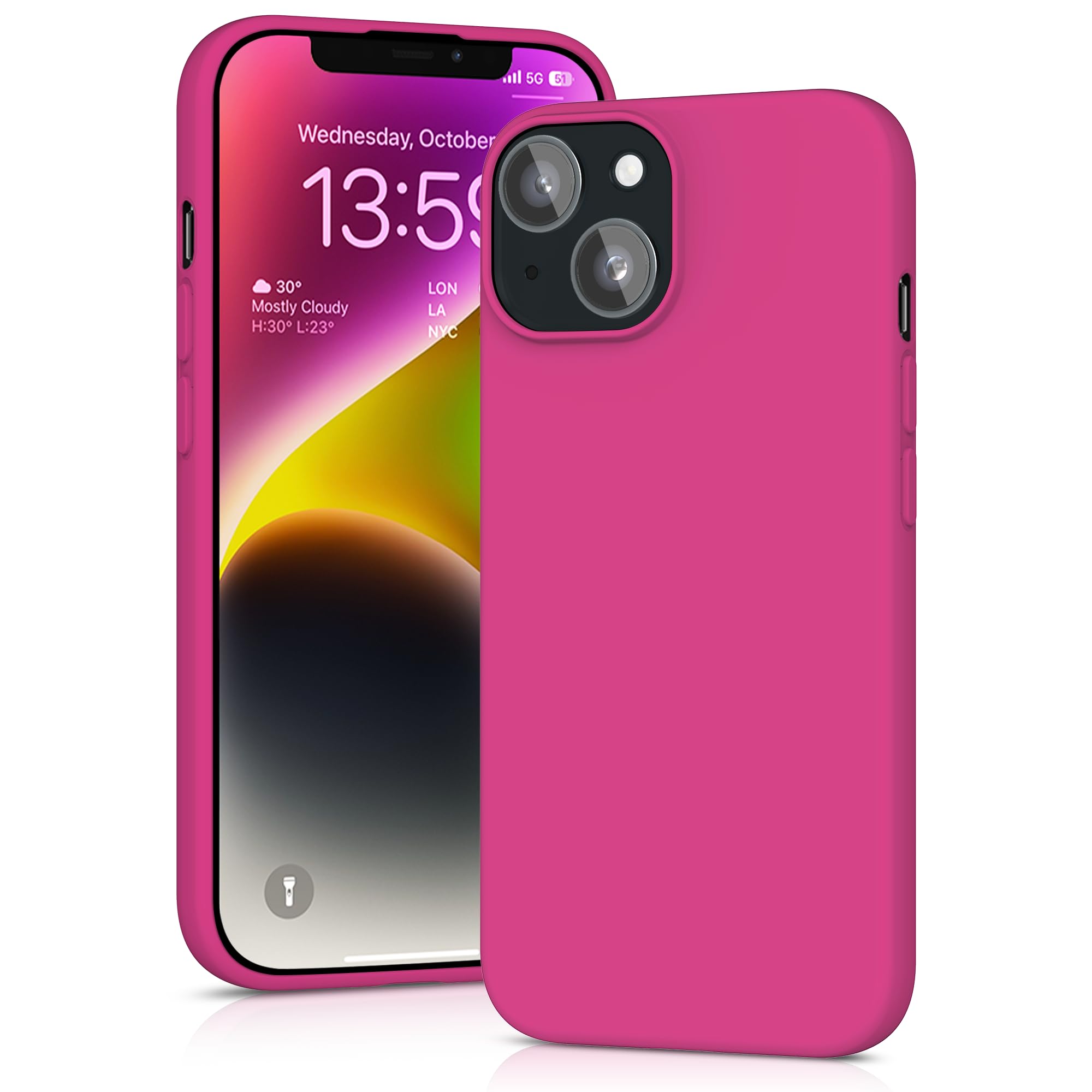 YATWIN Silicone Case for iPhone 14, Soft-Touch, Shockproof, DustProof