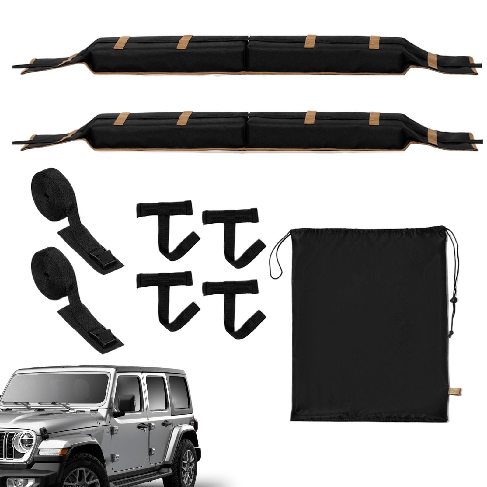 Pads Barres De Toit 2 Pièces Robustes Souples Antidérapants | Tapis Paddle Pour Barres De Toit Kayak Surf Snowboard Ski Planche Universels Voiture Camping-Car Aventure Plein Air