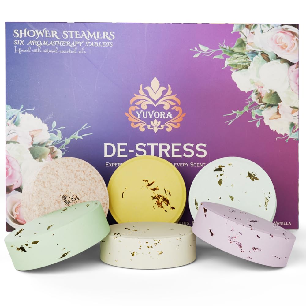 Shower Steamers Gift Set – 6 Aromatherapy Shower Bombs with Essential Oils – Relaxation & Stress Relief Spa Gift for Women & Men – Natural Self-Care