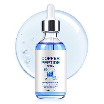 Copper Peptide Facial Serum with Hyaluronic Acid for Smoother-Looking Complexion, Supports Youthful Skin Appearance, 2 FL OZ
