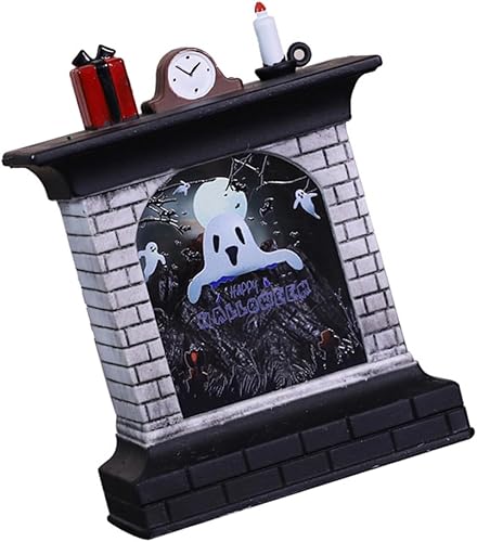 Angoily Luces de chimenea de llama brillante para Halloween, accesorios de Halloween, lámpara de noche de Halloween, lámpara de chimenea, lámpara de
