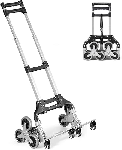 Miniatura 1 de Happygrill Carro de escalada de escaleras Carro de mano con cuerda elástica, carretilla plegable portátil con mango ajustable para transporte de
