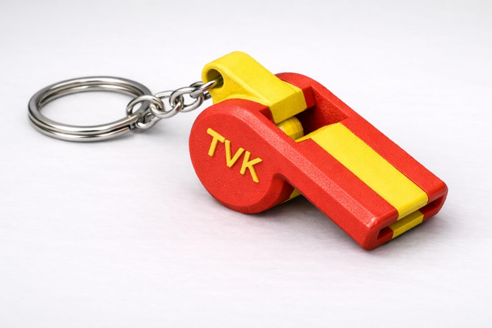 Defend Design TVK Whistle Keychain, 3D Printed PLA Plastic, Candy Red and Yellow, with Metal Key Ring, Pack of 5-image-27