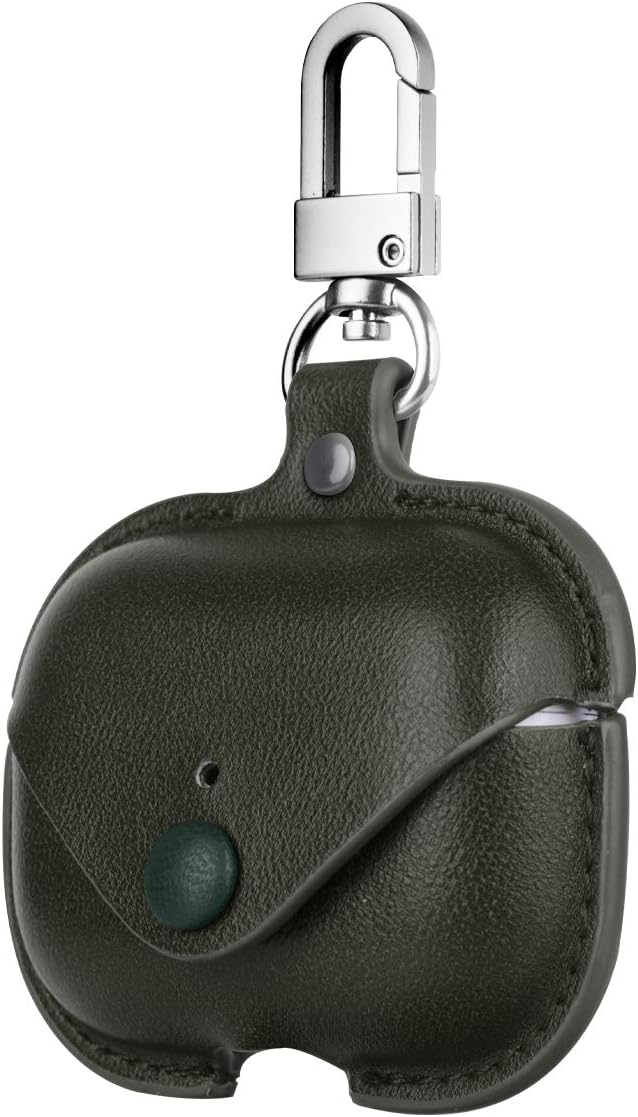 Leather Case for AirPods Pro with Keychain, Protective Case Cover Skin for AirPods 3 Charging Case by Jakarol (Green)