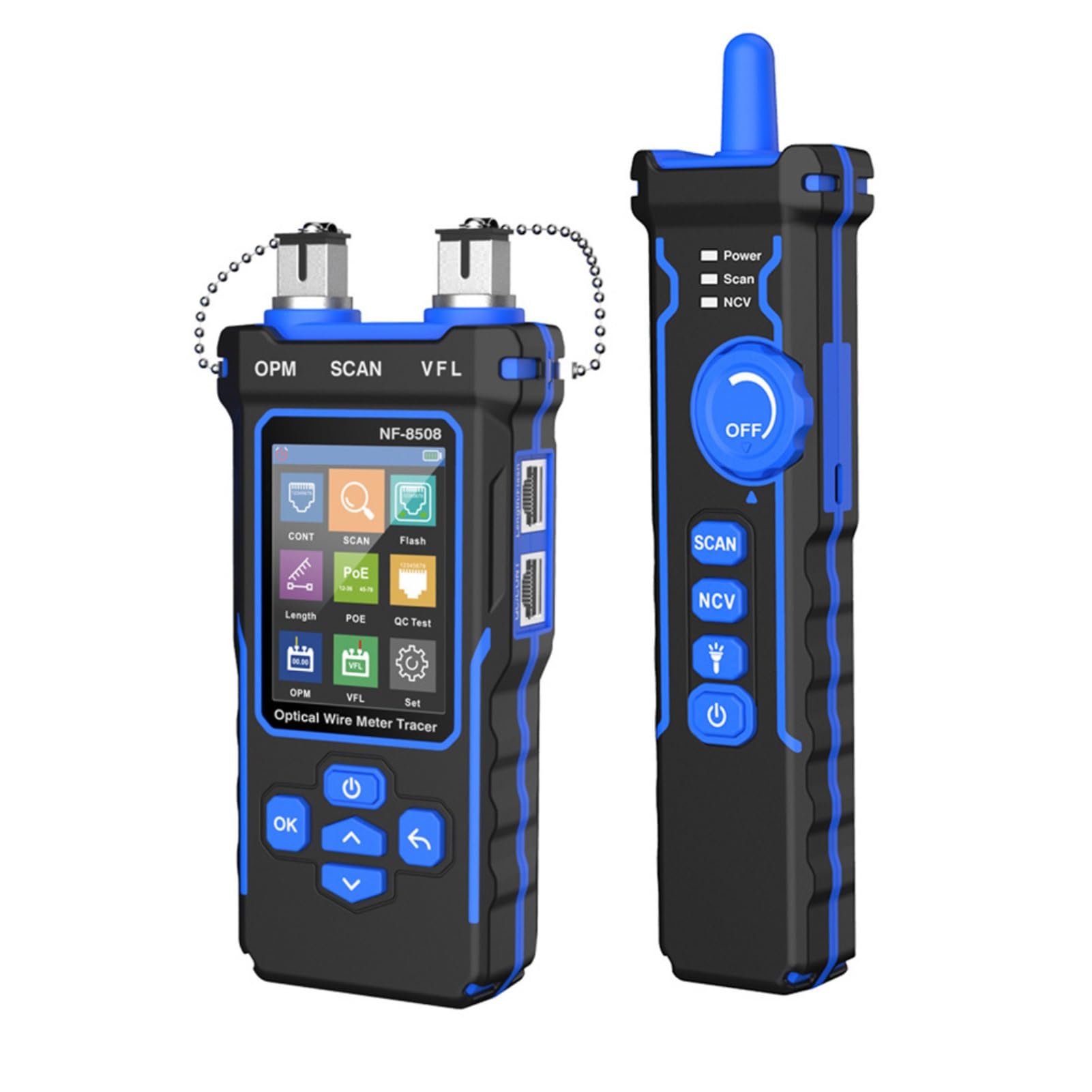 Jadeshay Tester Cavi di Rete Tester Multifunzione per Cavi Ethernet con Misuratore Potenza Ottica e Poe Localizzatore CAT5 CAT6 RJ45 con Generatore Toni e Tracciatura NCV Ricarica Type-C