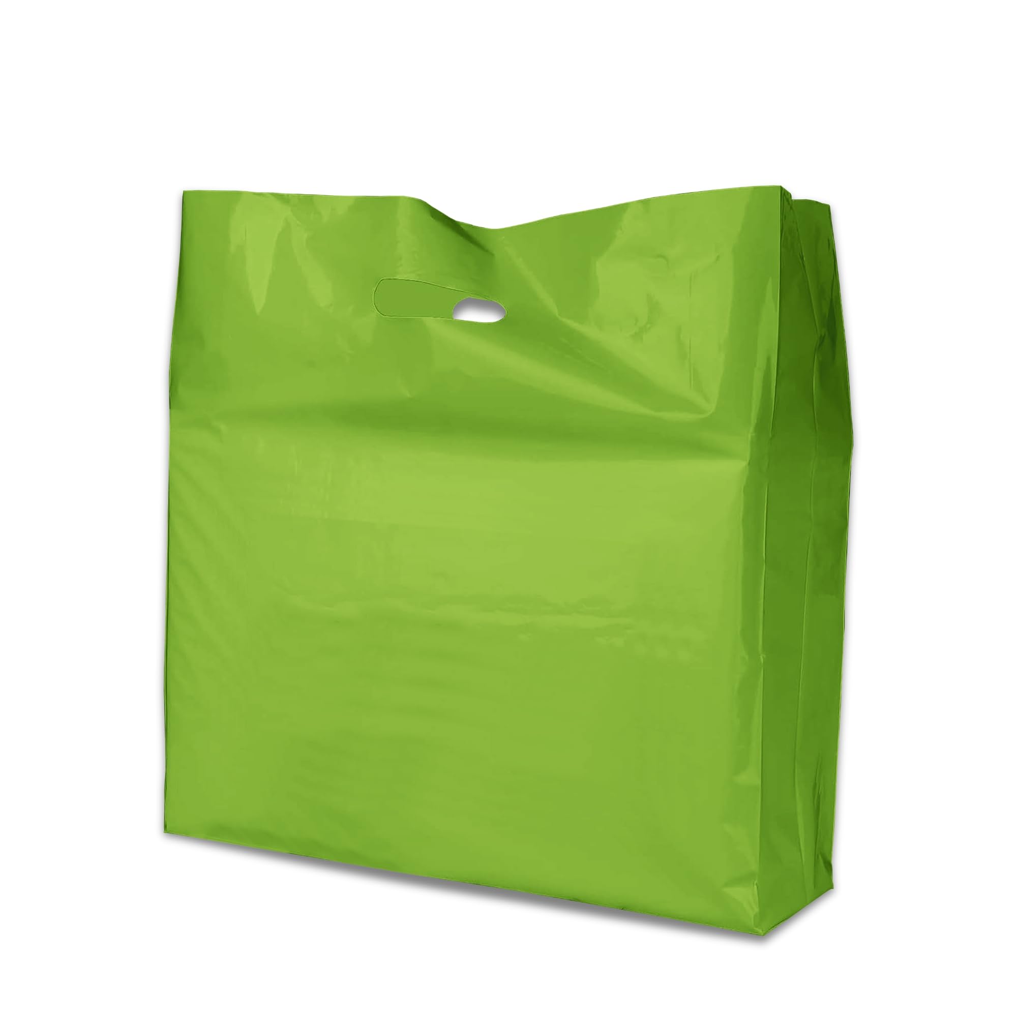 PACKY® 100 Christmas Plastic Carrier Bags 15" x 18" + 3" Patch Handle Carrier Bags for Shopping Reusable Retail Market Traders Fashion Groceries Gift Boutique Supermarket Cash N Carry Business Stall