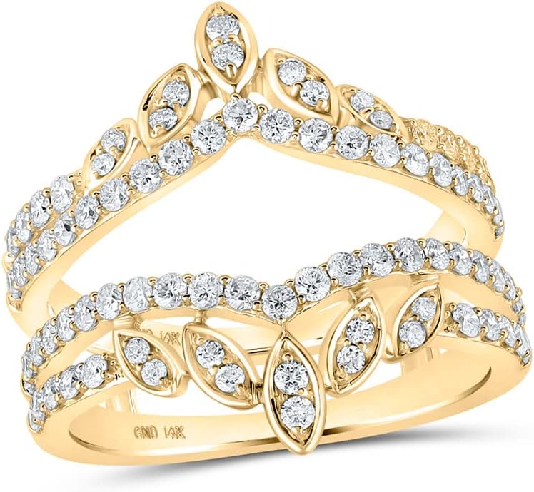 Sonia Jewels Solid 14K Yellow Gold Real Natural Diamond Womens Wrap Enhancer Wedding Band 1 Carat (1.03 Cttw)