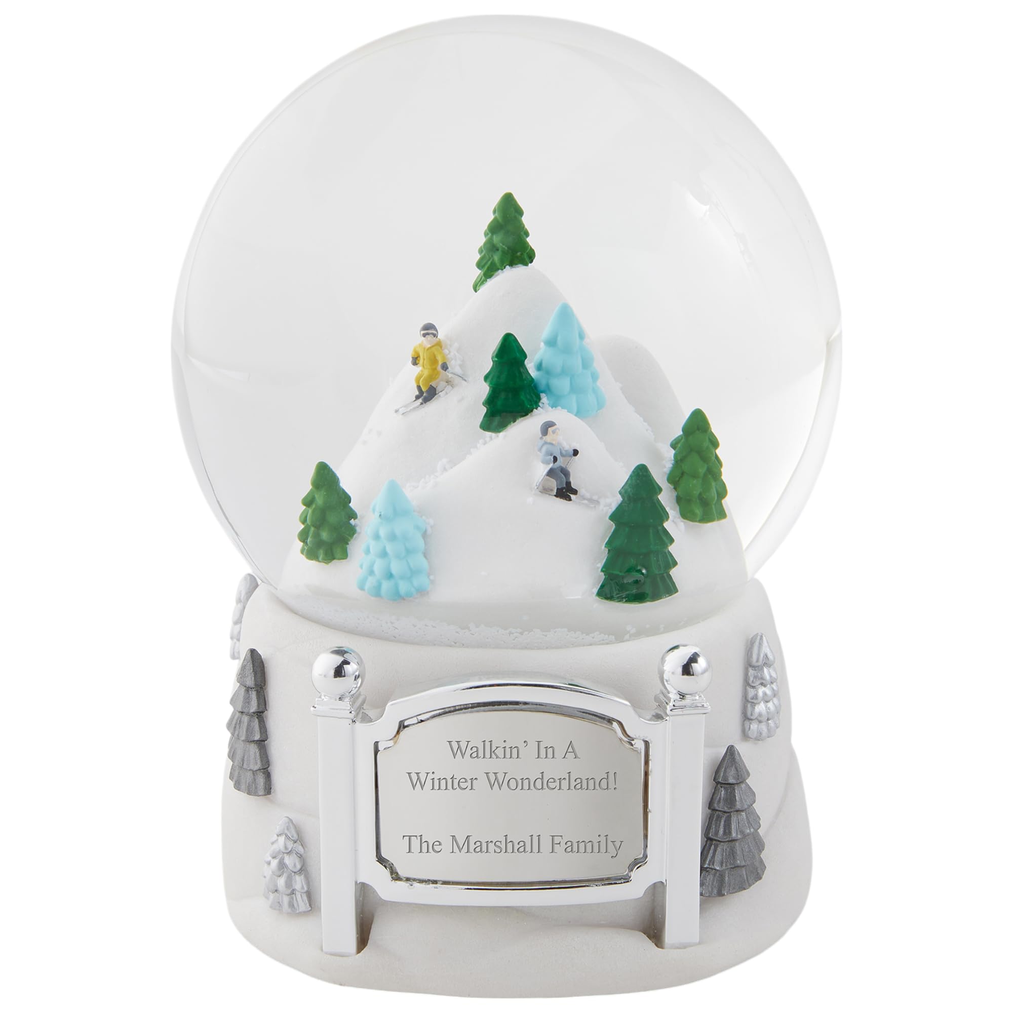Things Remembered Engraved Skiing Mountain Musical Snow Globe (Free Customization), Plays Winter Wonderland Music