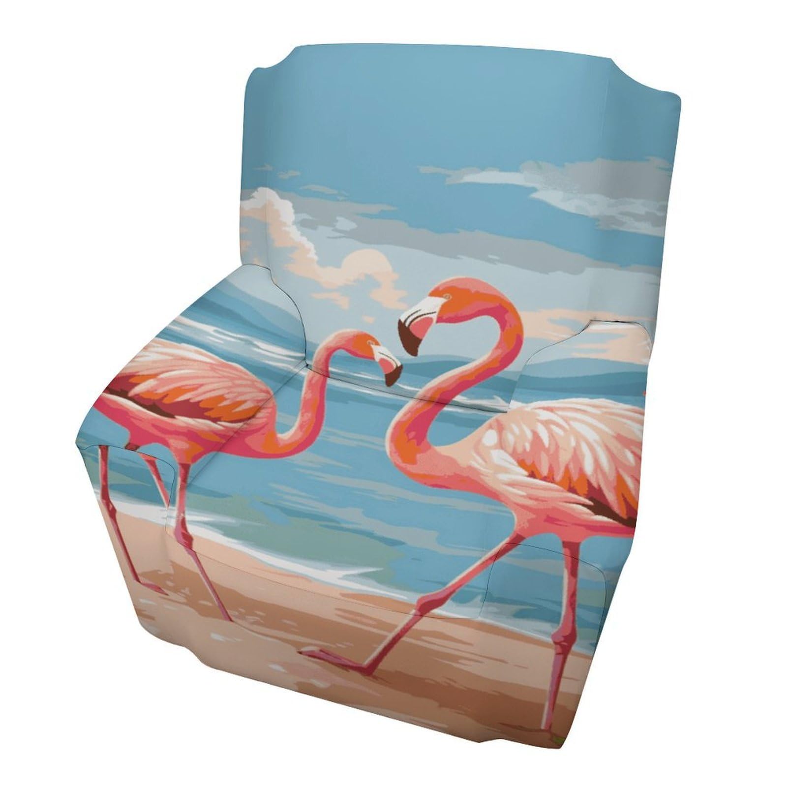 Fodpand Style Flamingo Beach Sofa Cover Soft 1 Seater Sofa Slipcover For Pets Washable,Couch Cover With Elastic Straps Furniture Protector