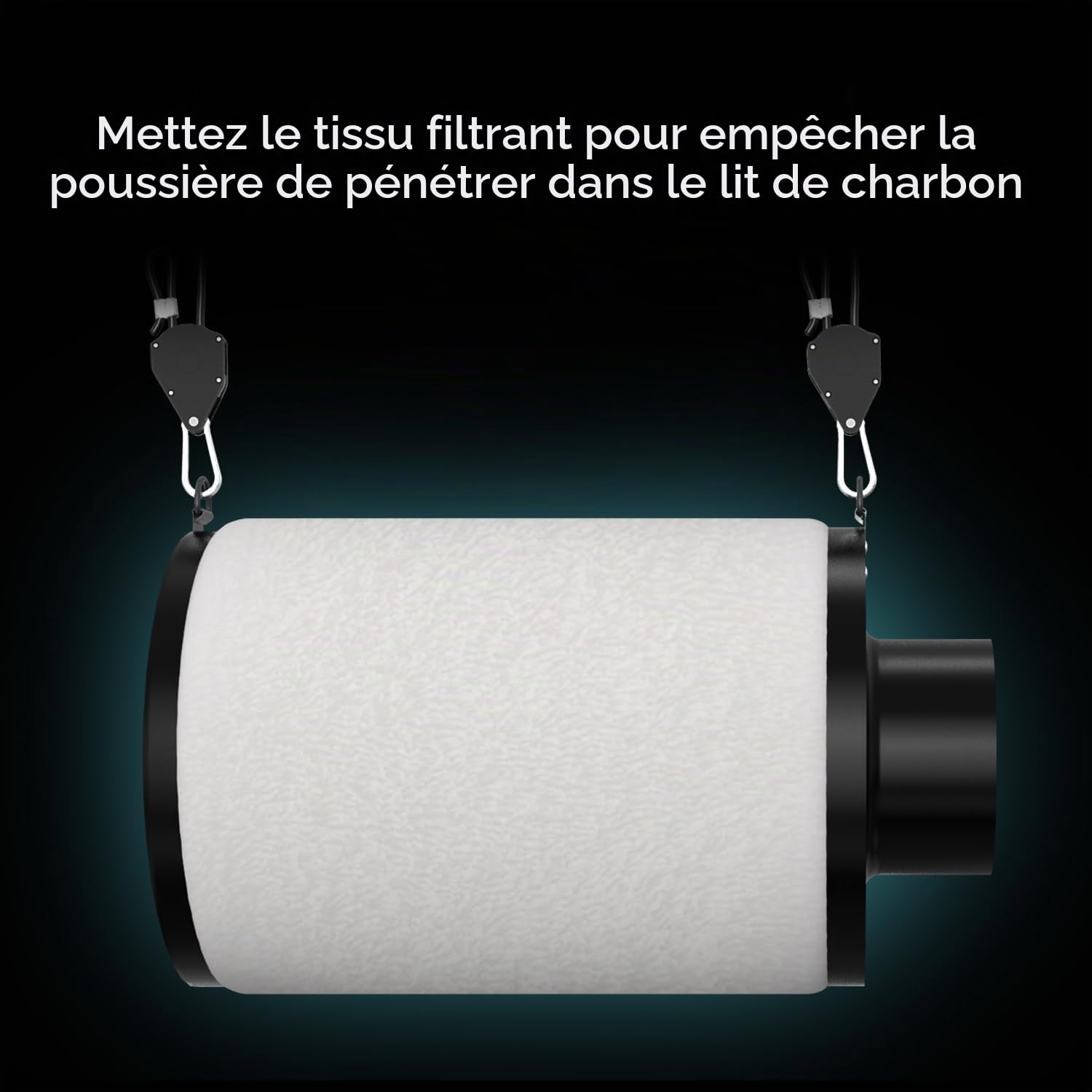 Aygrochy Filtre à charbon 100 mm pour Tentes de Culture, Filtre à air, filtre à carbone avec Premium Australia Virgin Charcoal pour Tentes de Culture, Filtration de L'air, Hydroculture 365 m³/h