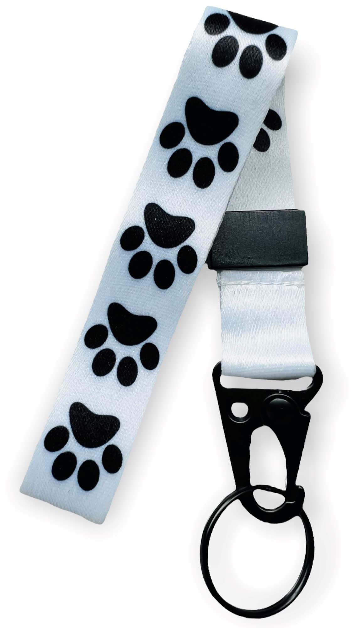 Pac Supplies Global Poppy Dog Paw Print Adjustable Wrist Strap Lanyard For Phones, Go Pro, Camera, Keys, With Keyring