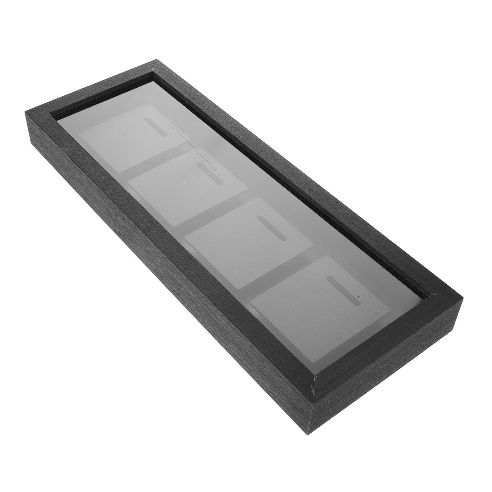 Coffret de Présentation pour Médailles 4 Emplacements en Bois Teinté Foncé