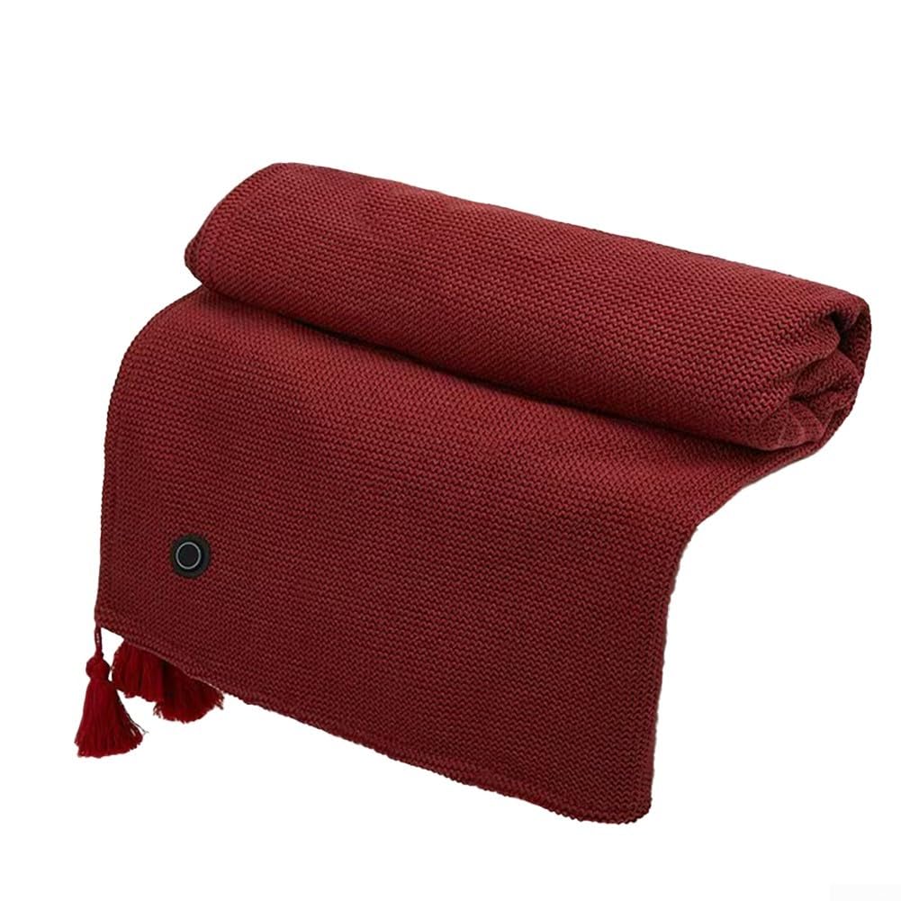 Châle chauffant USB rouge à température réglable pour l'hiver - 5