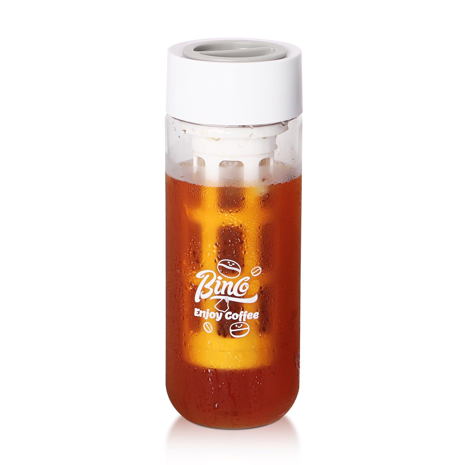 AzoneeCold Brew Coffee Maker (650ML) with 300-Mesh Filter, Leak-Proof Portable Coffee & Fruit Tea Brewer, Ideal for Travel, Home & Office (White)