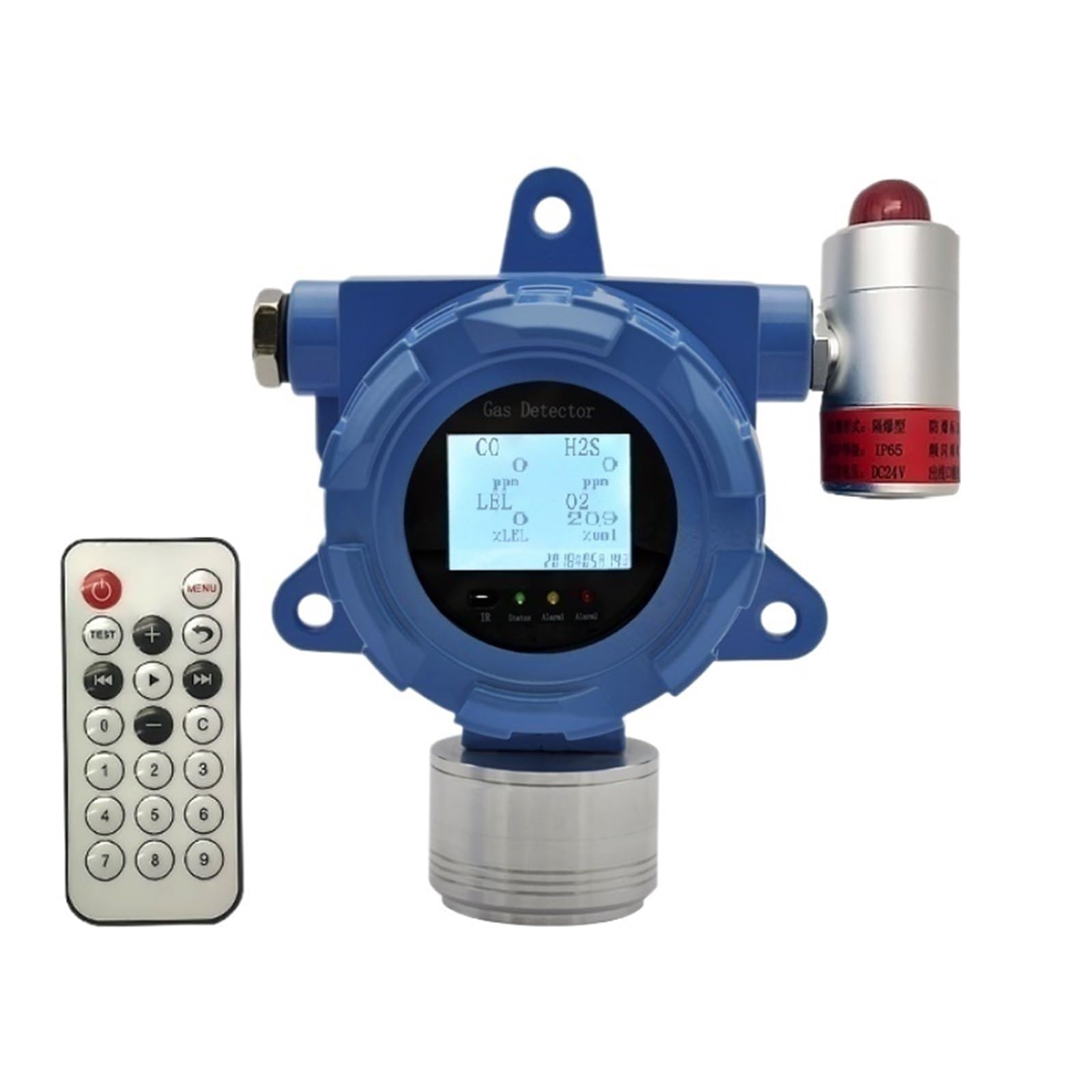 JVDDI LCD Display Fixed Multi Gas Detector CH4 H2S CO O2 Gas Leak Detector