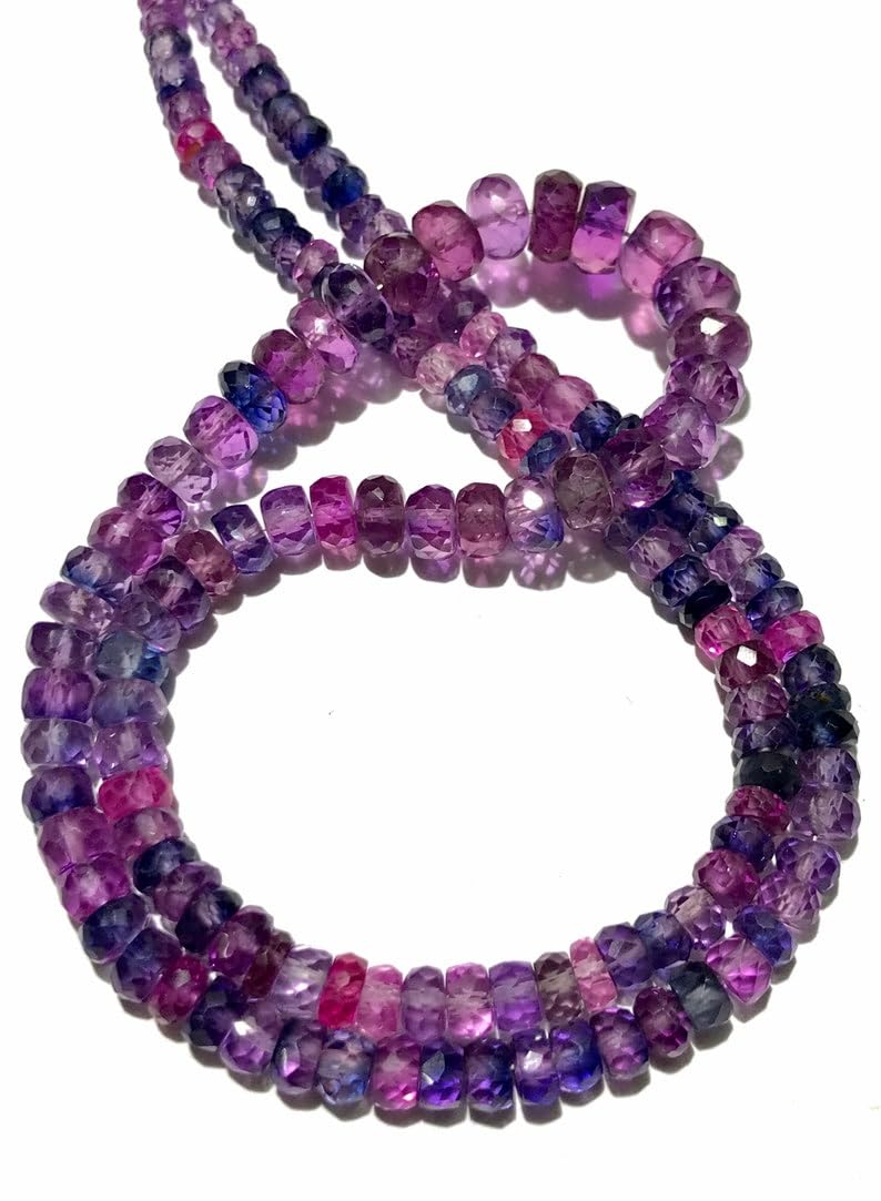 Perles rondes à facettes naturelles rosâtres saphir violet 3-6mm fabrication bijoux collier