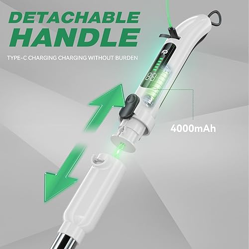 Miniatura 6 de Limpiador eléctrico giratorio, IPX7, cepillo limpiador de baño impermeable, limpiador de ducha inalámbrico con 7 cabezales de repuesto y mango de