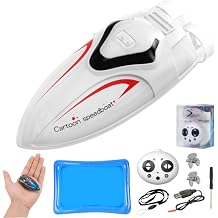 Mini Rechargeable RC Boat, Summer 2.4GHz 360 Stunt Speedboat with LED Lights, Waterproof Toy for Kids & Adults, Pool, Lake, Bathtub, Beach & Water Park White