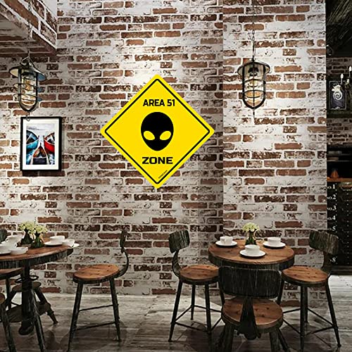 Image of Area 51 Zone Crossing Sign Metal Tin Sign Yellow Wall Decor 12X12inch | Novelty Bar Club Country Home Coffee Shop Indoor& Outdoor Signs