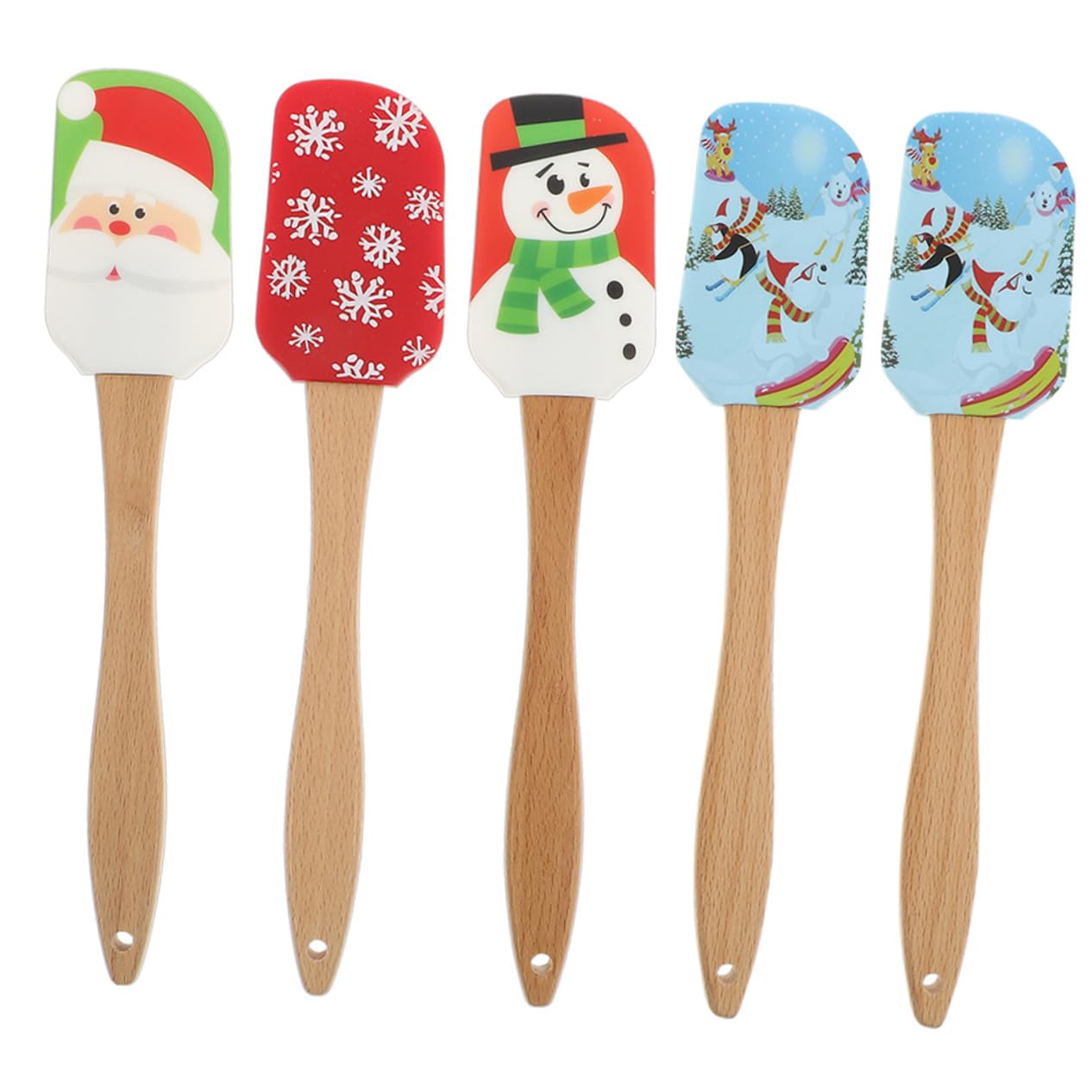 Cabilock Lot De 5 Ustensiles De Cuisine Spatules À Crème Résistantes À La Chaleur En Silicone Antiadhésives Styles Variés 5 Pièces X 5