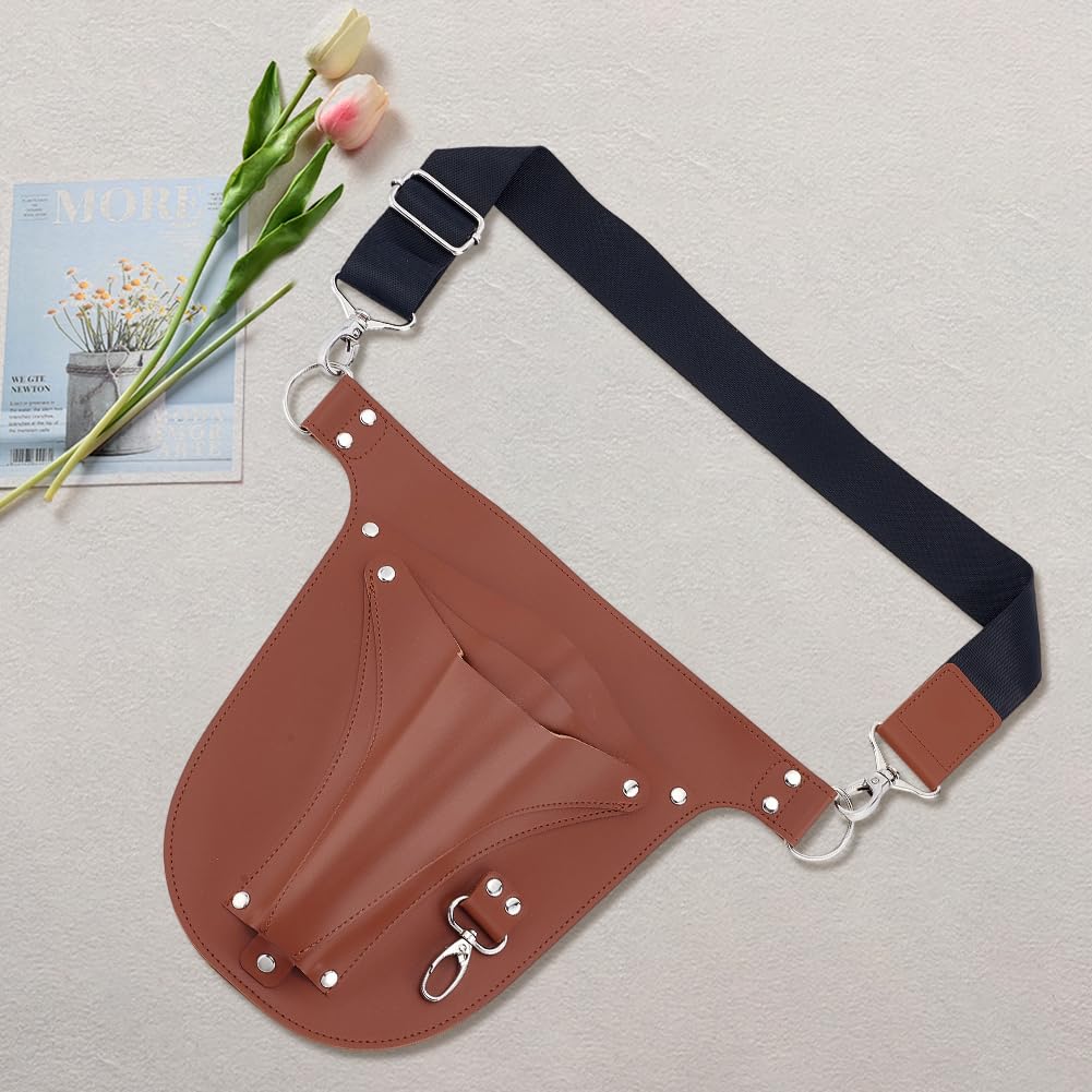 GORGECRAFT Ceinture à Outils pour Fleuriste en Cuir PU Marron Multifonctionnelle pour Jardinier Agriculteur Tablier de Travail Organisateur D'Outil Sac Banane avec 3 poche Fermoir en Alliage Jardinage